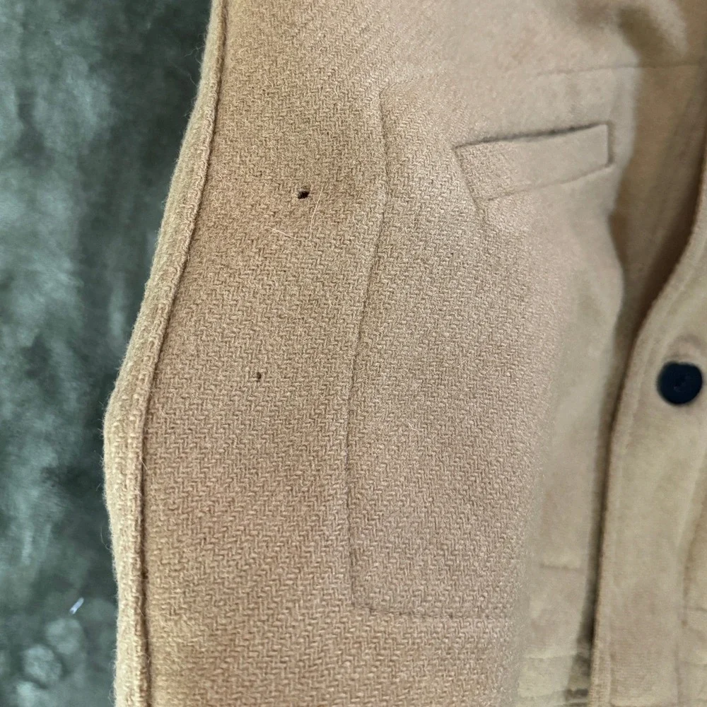 Vintage Pendleton Wool Cruiser Jacket Tan Camel Mens Large Made in USA Button Up